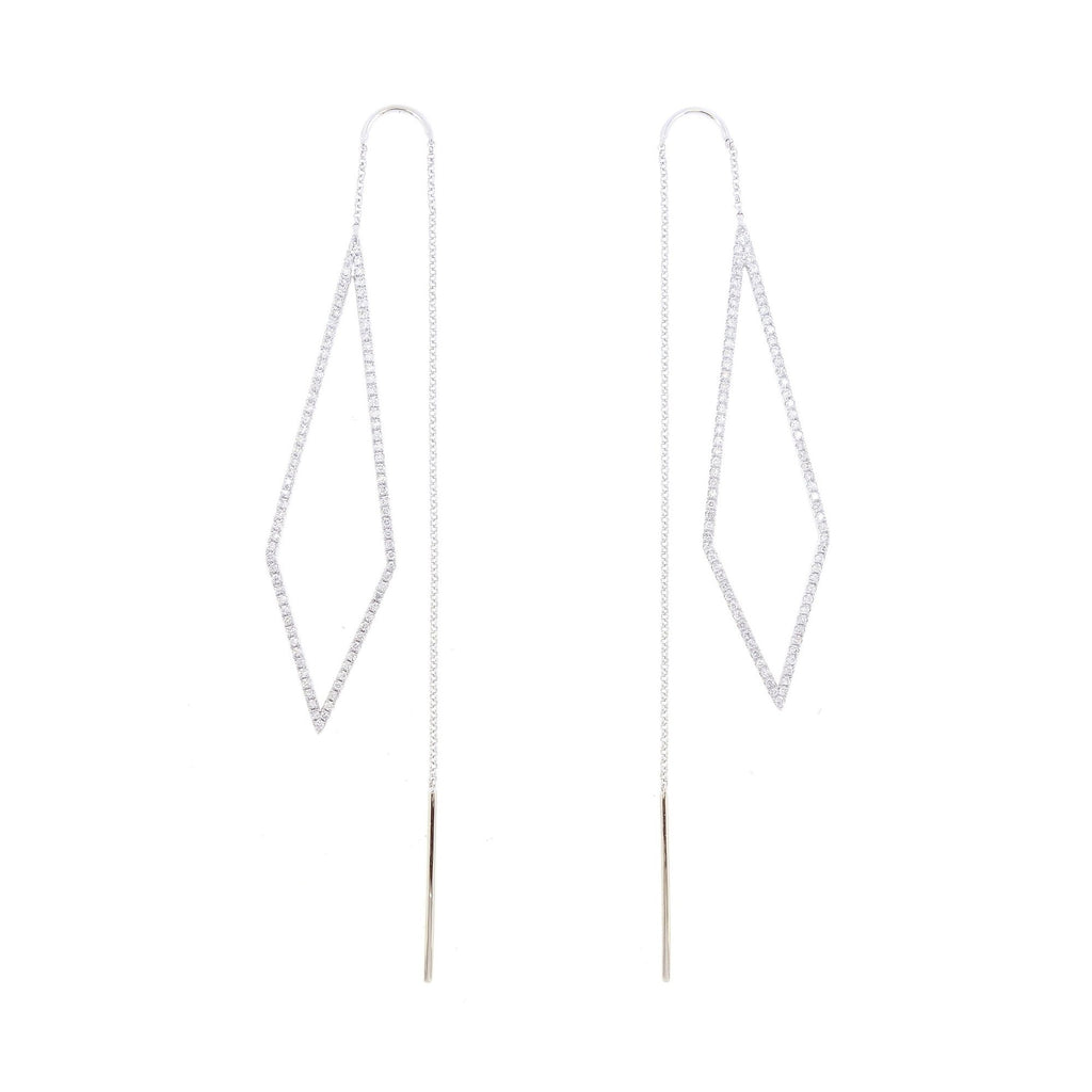 Long Earrings Wajik with diamonds in 18K Gold - Kura Jewellery