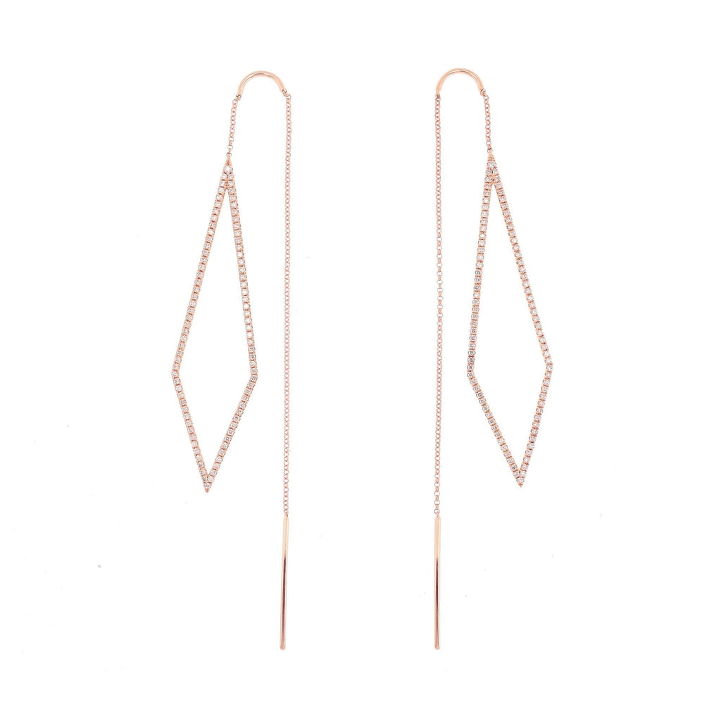 Long Earrings Wajik with diamonds in 18K Gold - Kura Jewellery