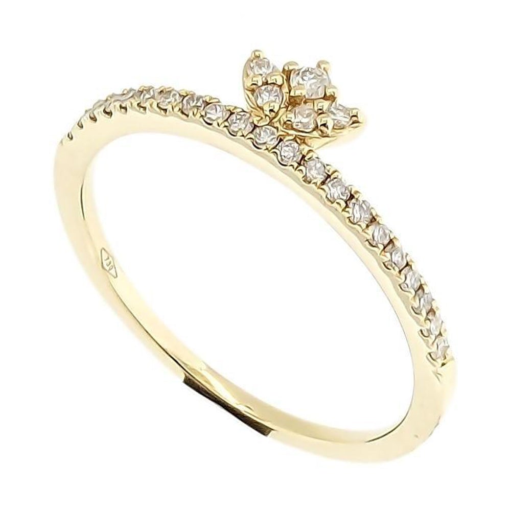 Lotus Diamonds Half Eternity Stackable Ring in 18K Gold - Kura Jewellery