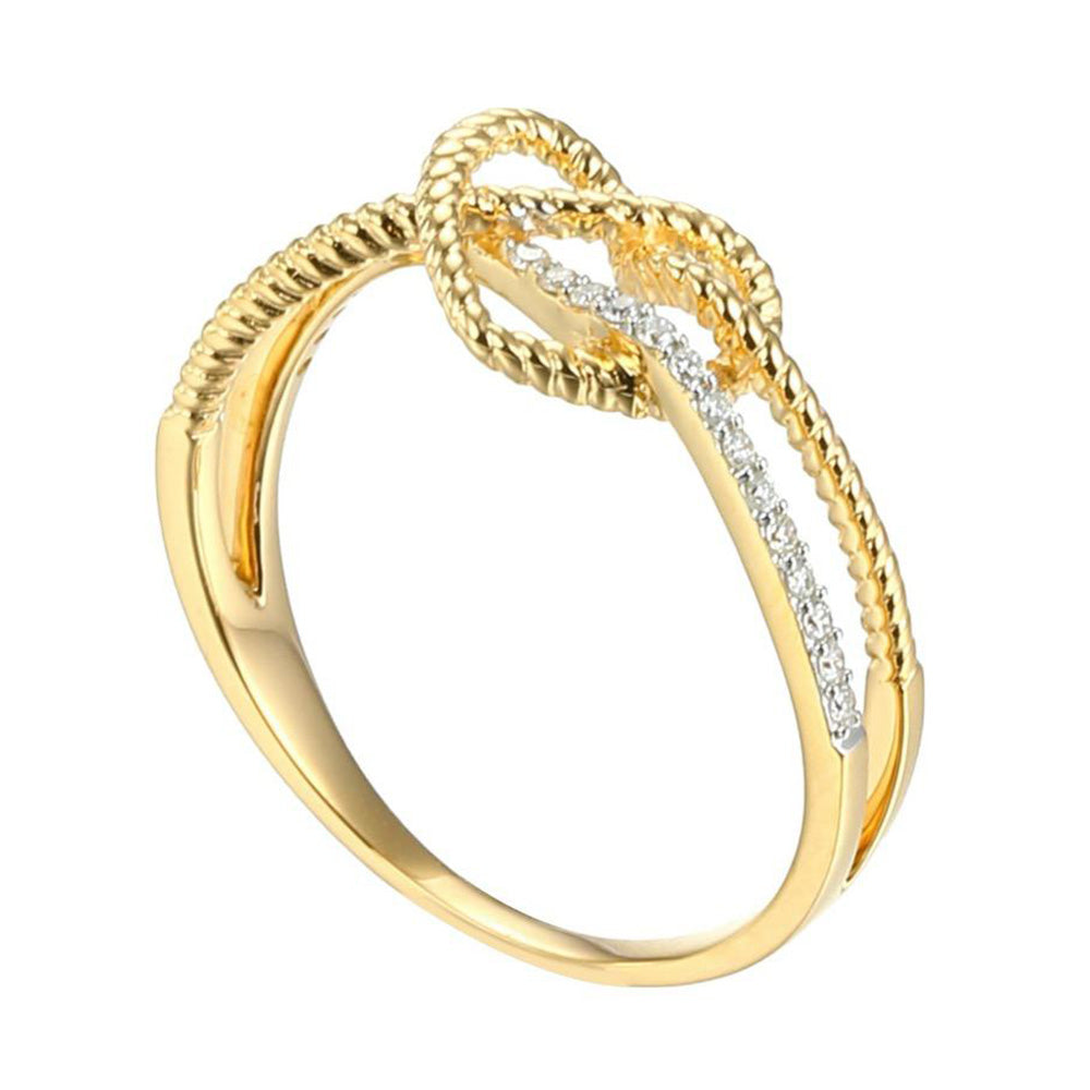 Love Me Knots Cable and Diamonds Ring in 18K Gold
