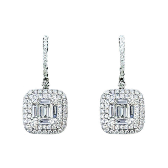 Margaret Baguette Diamond Earrings in 18K White Gold