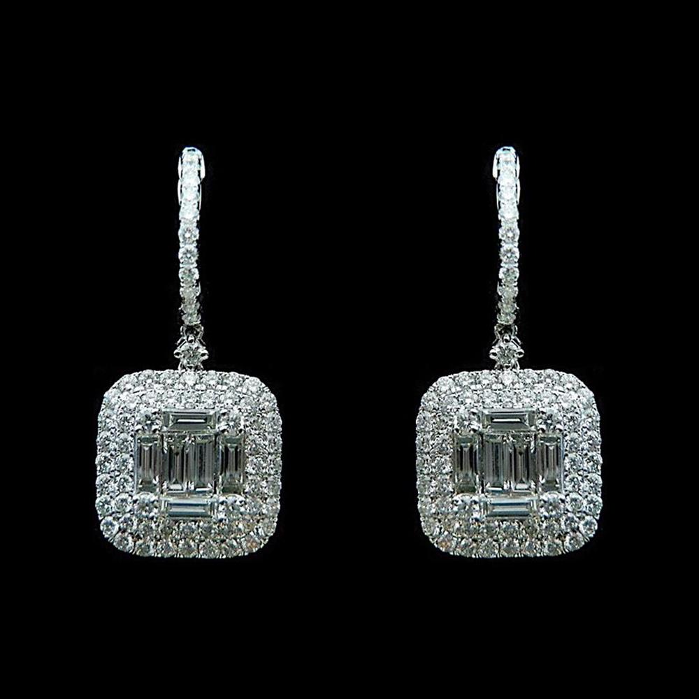 Margaret Baguette Diamond Earrings in 18K White Gold - Kura Jewellery