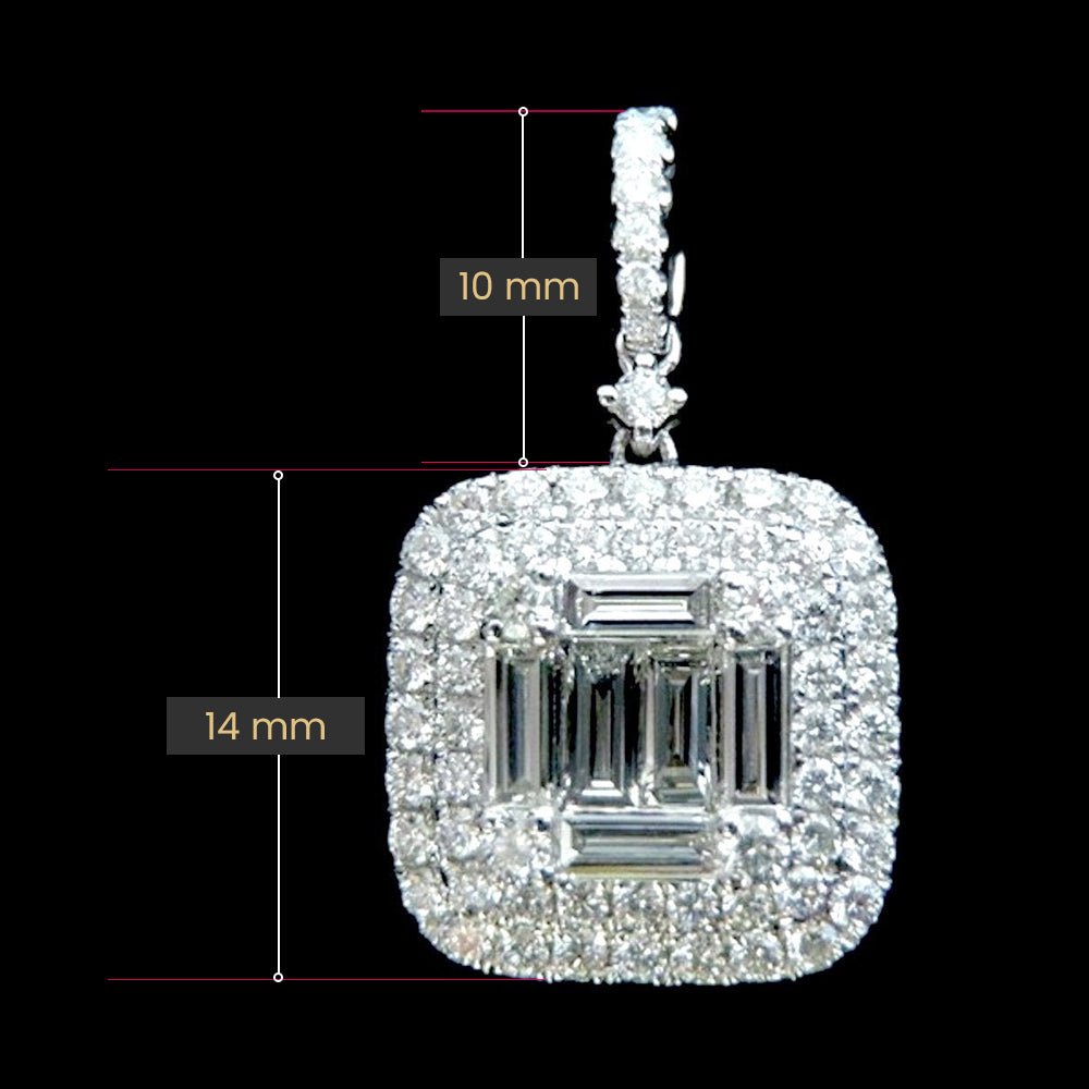 Margaret Baguette Diamond Pendant, Earrings & Ring Set in 18K White Gold - Kura Jewellery
