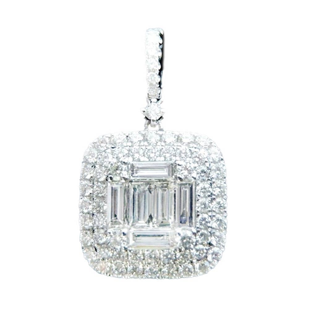 Margaret Baguette Diamond Pendant in 18K White Gold - Kura Jewellery