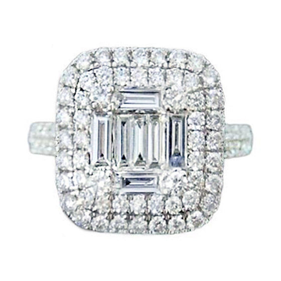 Margaret Baguette Diamond Ring in 18K White Gold - Kura Jewellery
