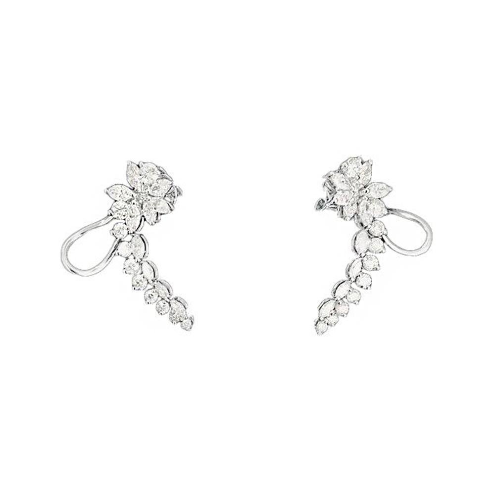 Mia Diamond Cuff Earrings in 18K White Gold - Kura Jewellery
