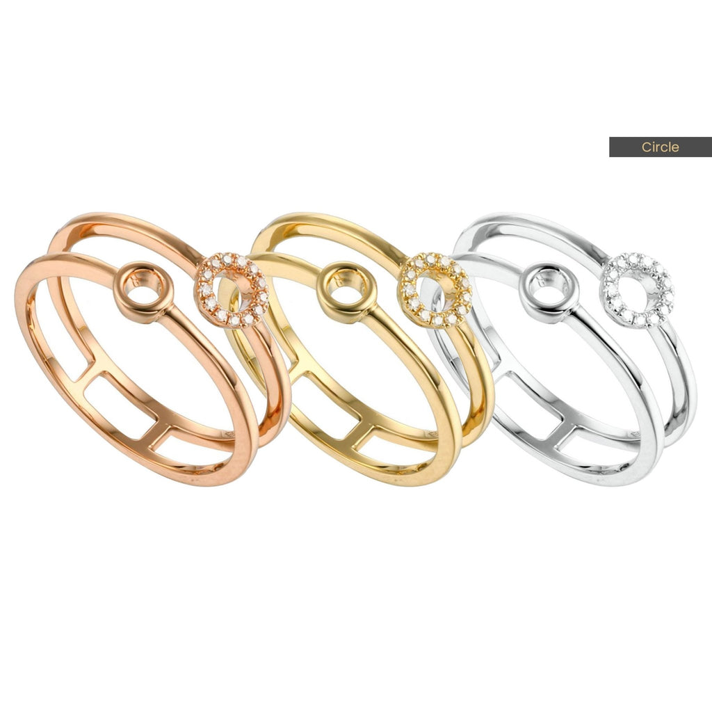Mila Duet Open Shapes Diamond Ring in 18K Gold - Kura Jewellery
