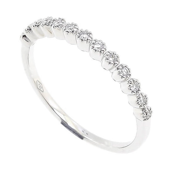 Miligree Beaded Diamonds Half Eternity Stackable Ring in 18K Gold - Kura Jewellery