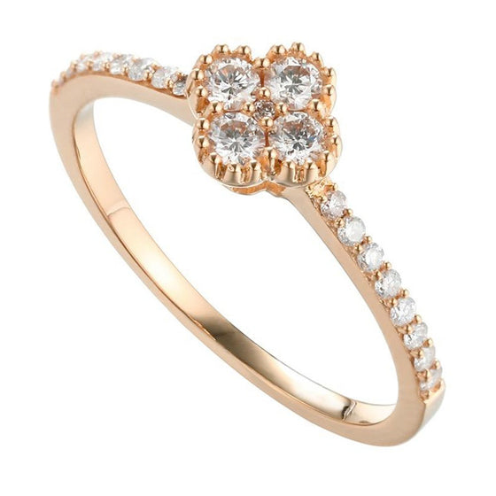 Miligree Clover Half Eternity Stackable Ring in 18K Gold - Kura Jewellery