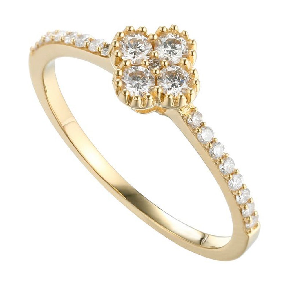Miligree Clover Half Eternity Stackable Ring in 18K Gold - Kura Jewellery