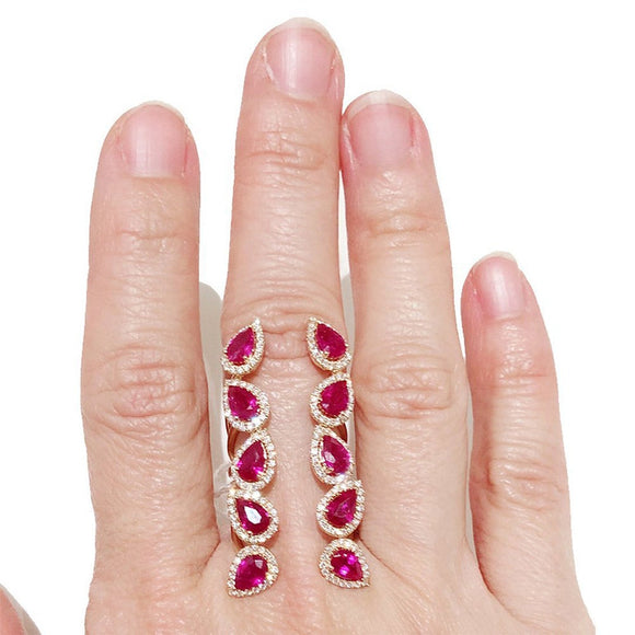 Nadia Ruby Halo Diamonds Ring in 18K Rose Gold - Kura Jewellery