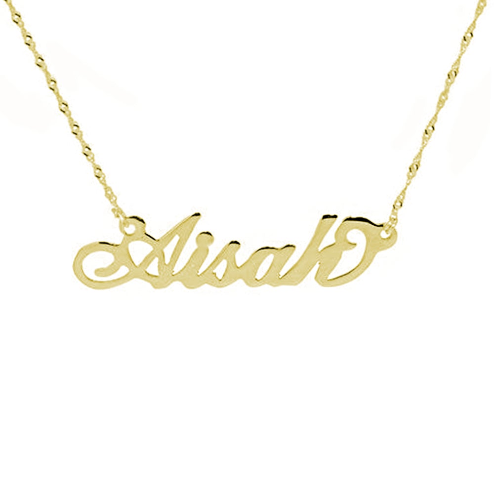 Name Necklace Double Thickness in 14K Gold - Kura Jewellery