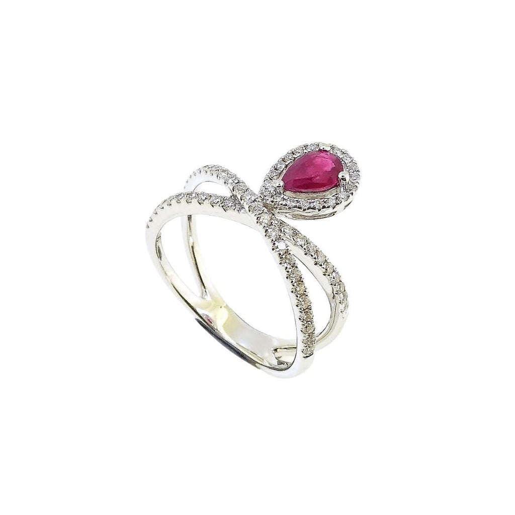 Oraya Tear Drop Red Ruby Ring - Kura Jewellery
