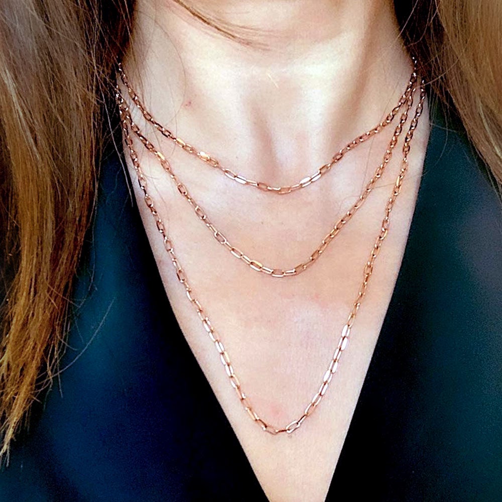 Shop Oslo Mini Paper Clip Chain Necklace in 18K Gold Online