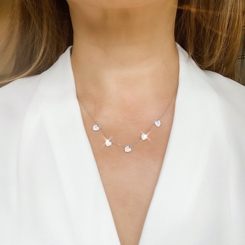 Pavé Diamond Heart Necklace in 18k Gold - Kura Jewellery