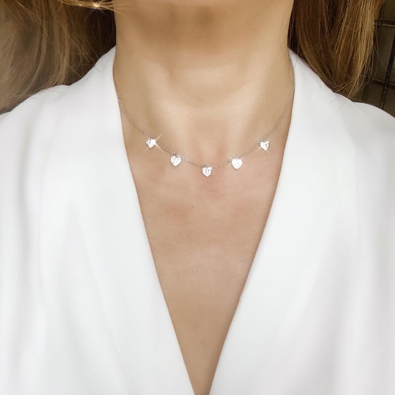 Pave Diamond Heart Necklace/Choker in 18k Gold - Kura Jewellery