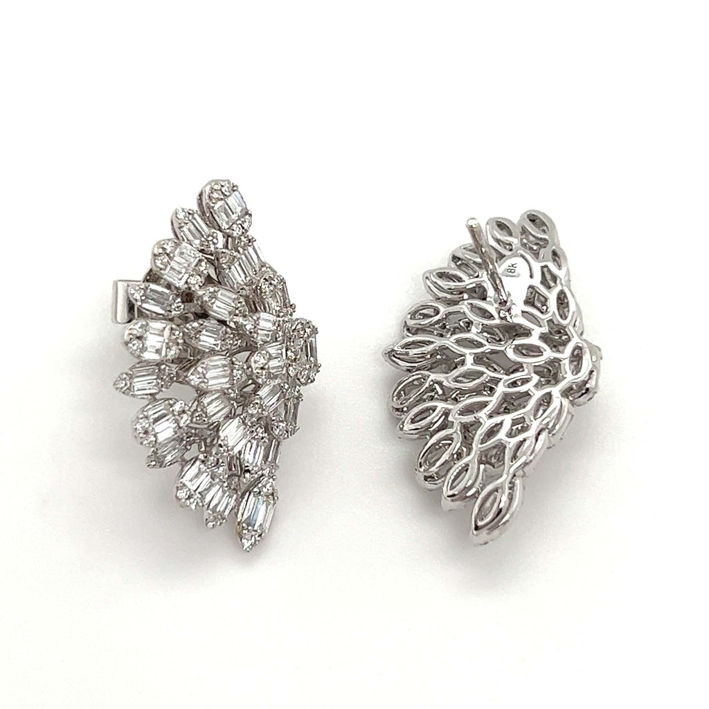 Peacock Diamond Earrings in 18K White Gold - Kura Jewellery