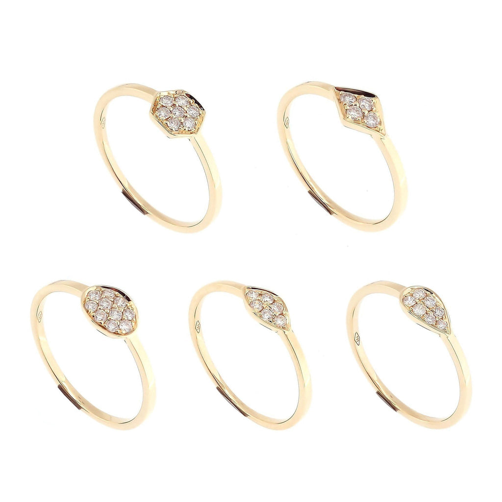 Peppa Shapes Diamond Stackable Ring in 18K Gold - Kura Jewellery