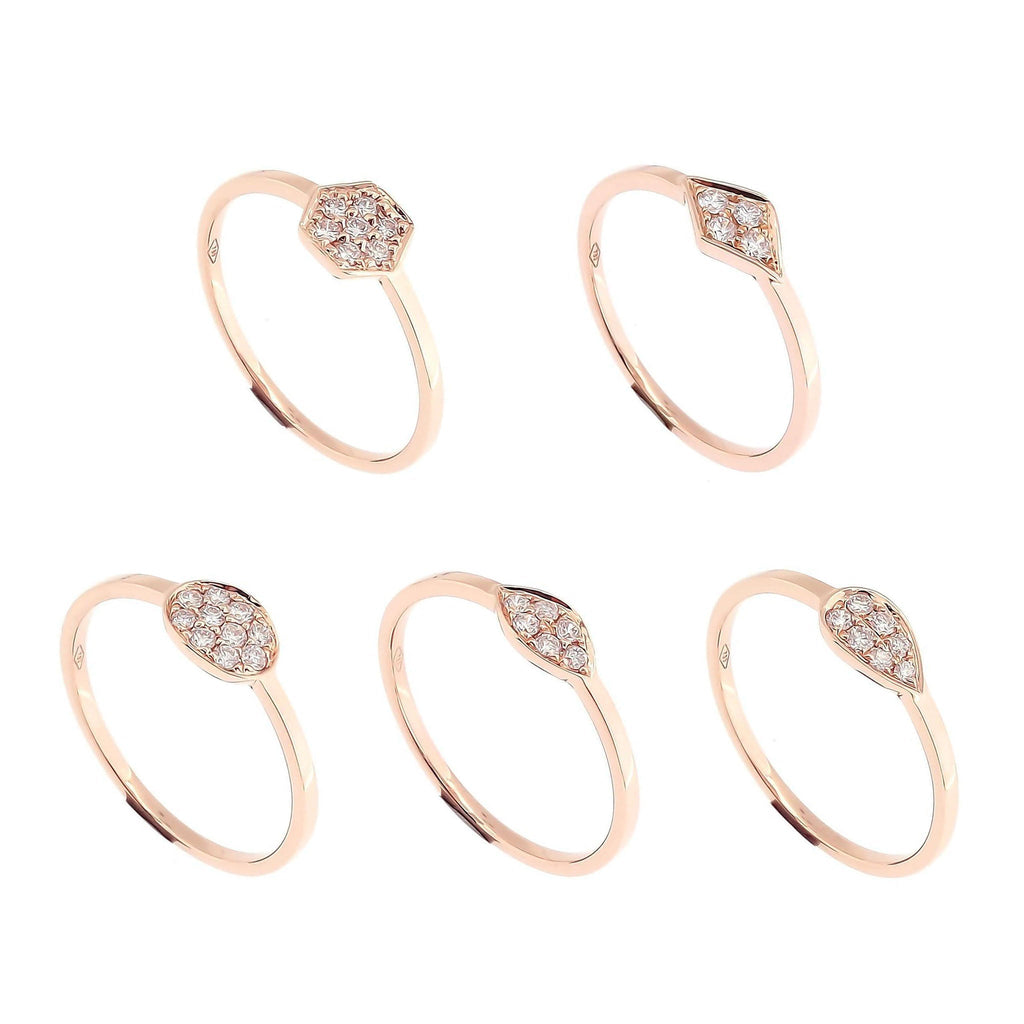 Peppa Shapes Diamond Stackable Ring in 18K Gold - Kura Jewellery