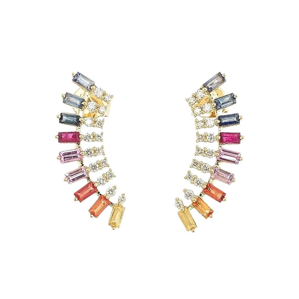 Rainbow Sapphire Cuff Earring in 18K Gold - Kura Jewellery