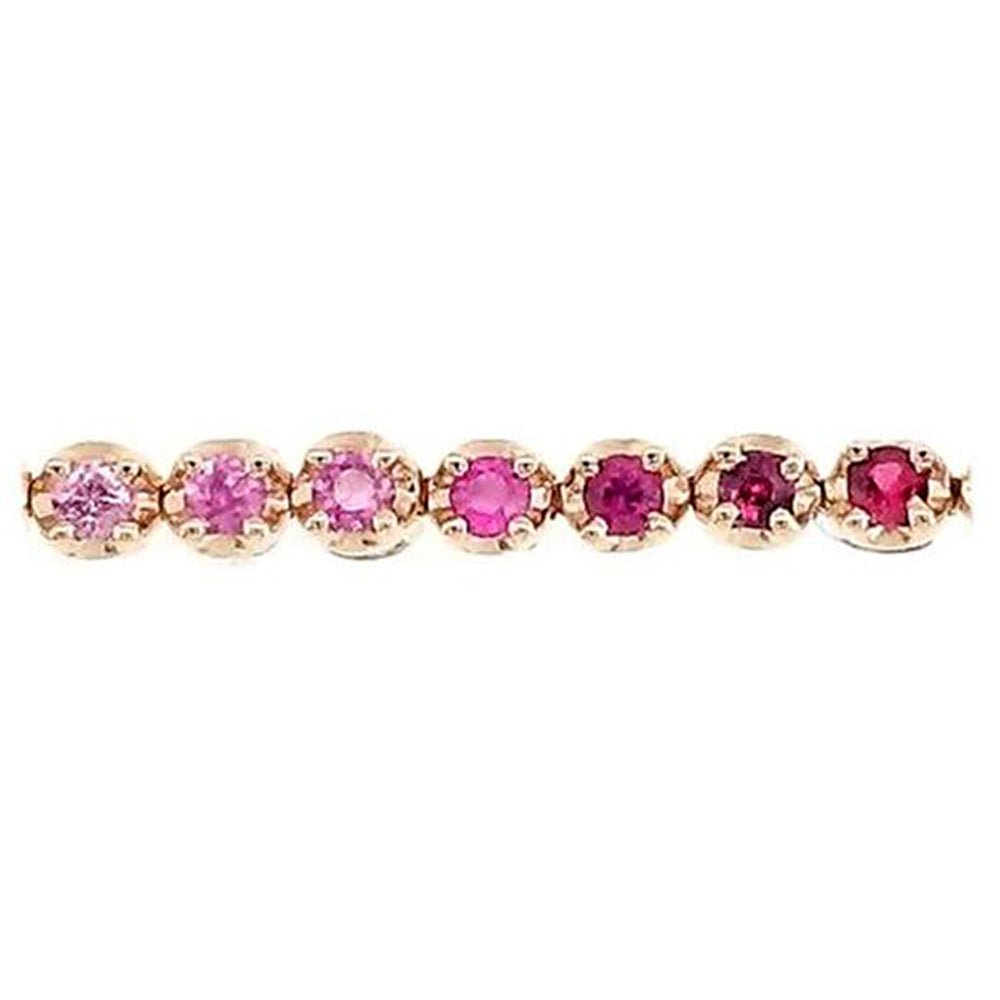 Rainbow Sapphire Half Eternity Ring & Tennis Bracelet Set in 18K Rose Gold - Kura Jewellery
