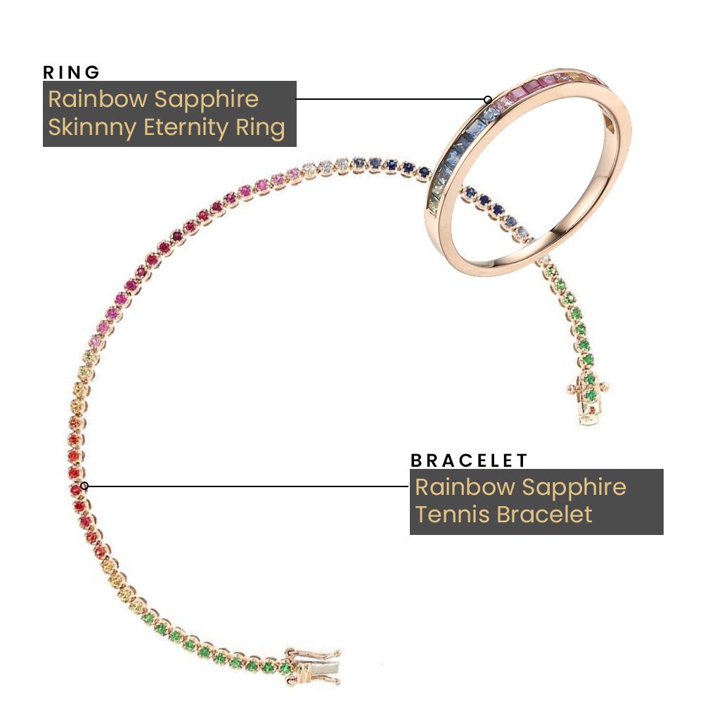 Rainbow Sapphire Tennis Bracelet in 18k Rose Gold - Kura Jewellery