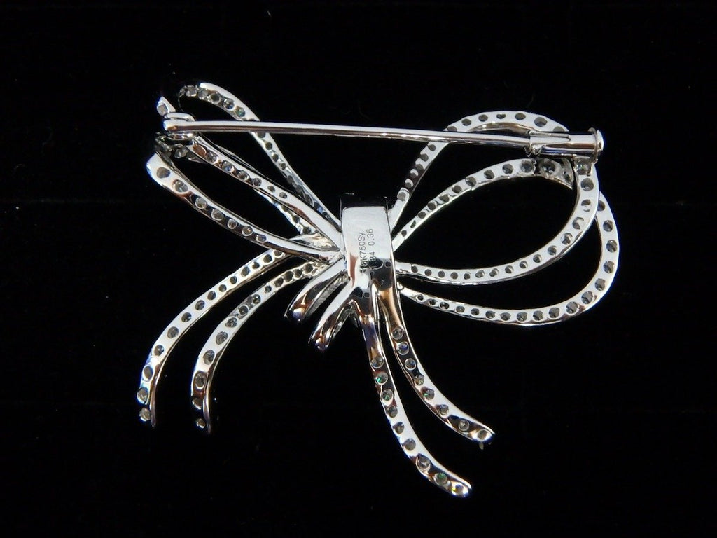 Ribbon Diamond Brooch in 18K White Gold - Kura Jewellery