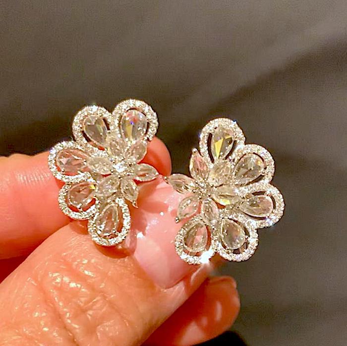 Rika Rose Cut Diamonds Ring in 18K White Gold - Kura Jewellery