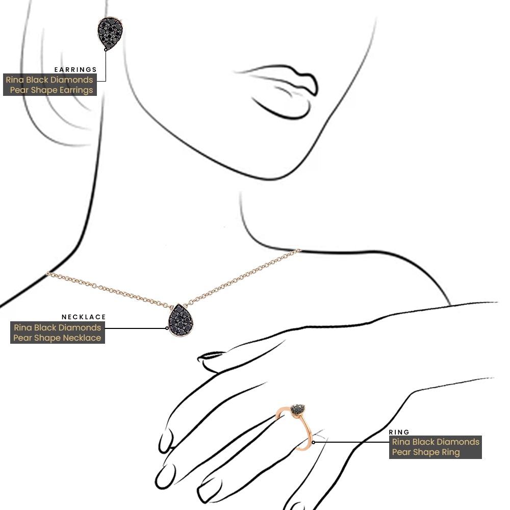 Rina Black Diamonds Pear Shape Ring in 18K Rose Gold - Kura Jewellery