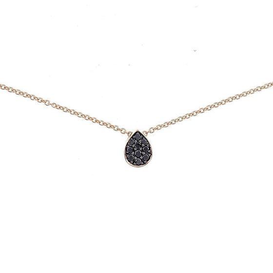 Rina Black Diamonds Tear Drop Necklace in 18K Rose Gold - Kura Jewellery
