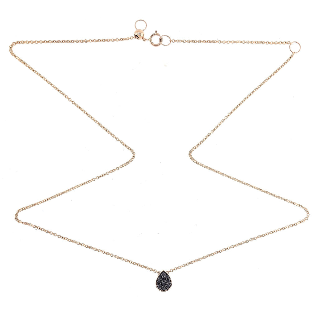 Rina Black Diamonds Tear Drop Necklace in 18Karat Rose Gold - Kura Jewellery