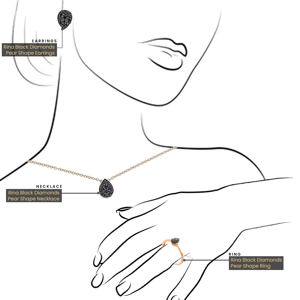 Rina Black Diamonds Pear Shape Necklace in 18K Rose Gold