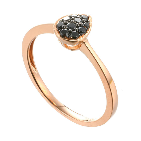 Rina Black Diamonds Tear Drop Ring in 18K Rose Gold - Kura Jewellery
