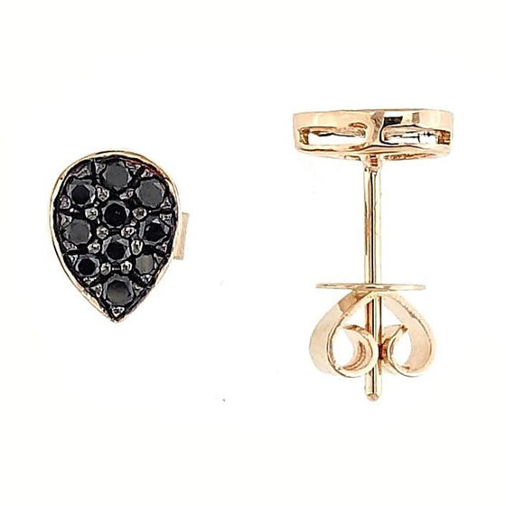 Rina Black Diamonds Tear Drop Stud Earrings in 18K Rose Gold - Kura Jewellery