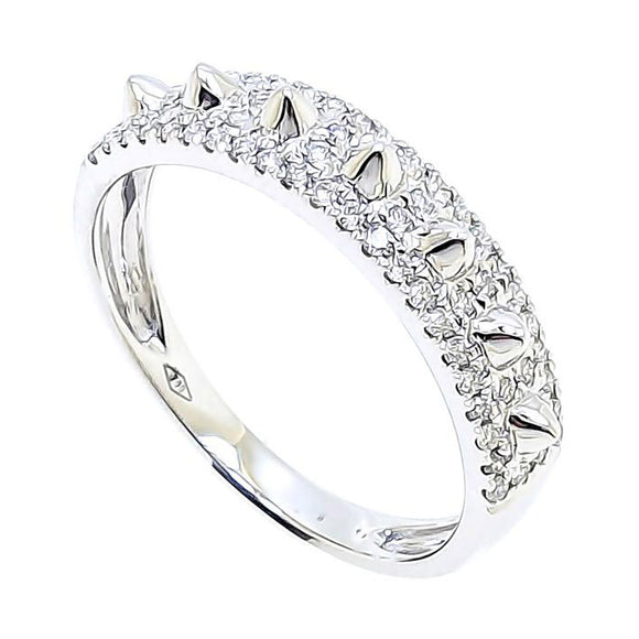 Rock Stud on Pavé Diamonds Ring in 18K Gold - Kura Jewellery