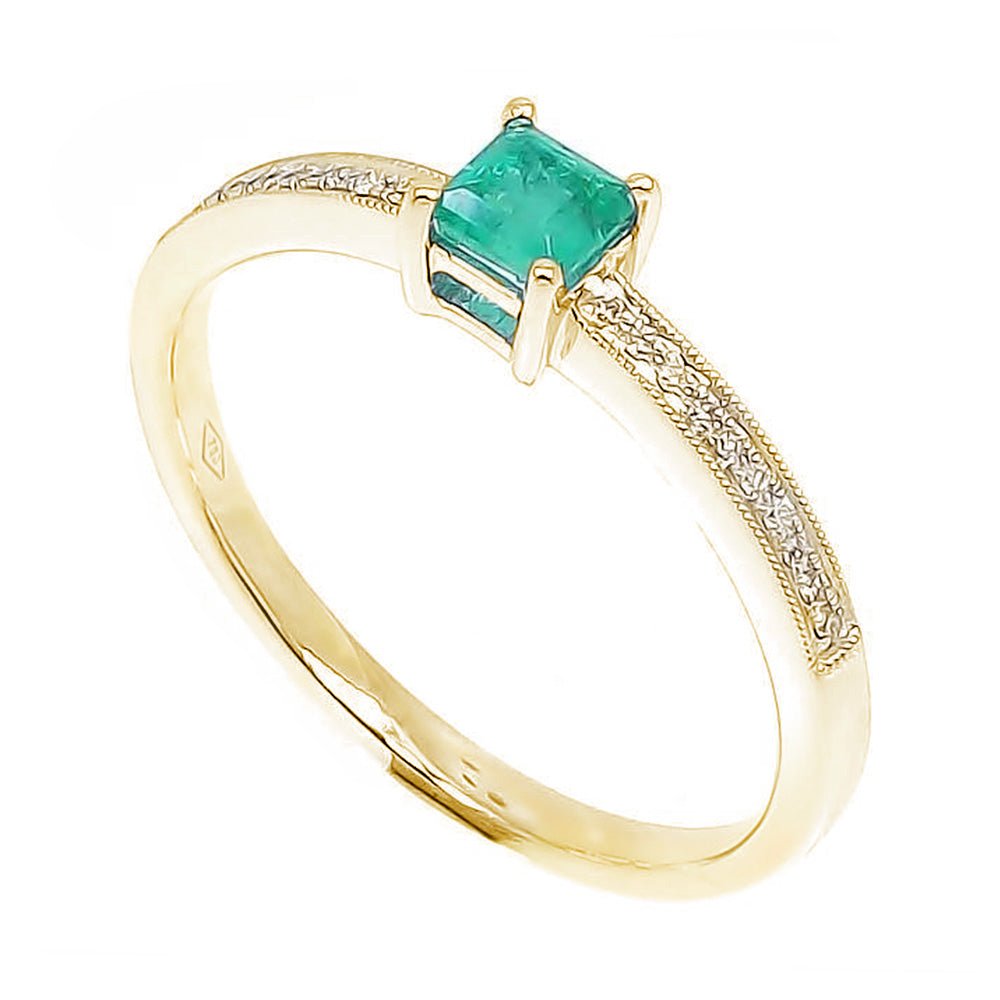 Royal Square Precious Gemstone & Diamond Tier Stackable Ring in 18K Gold - Kura Jewellery