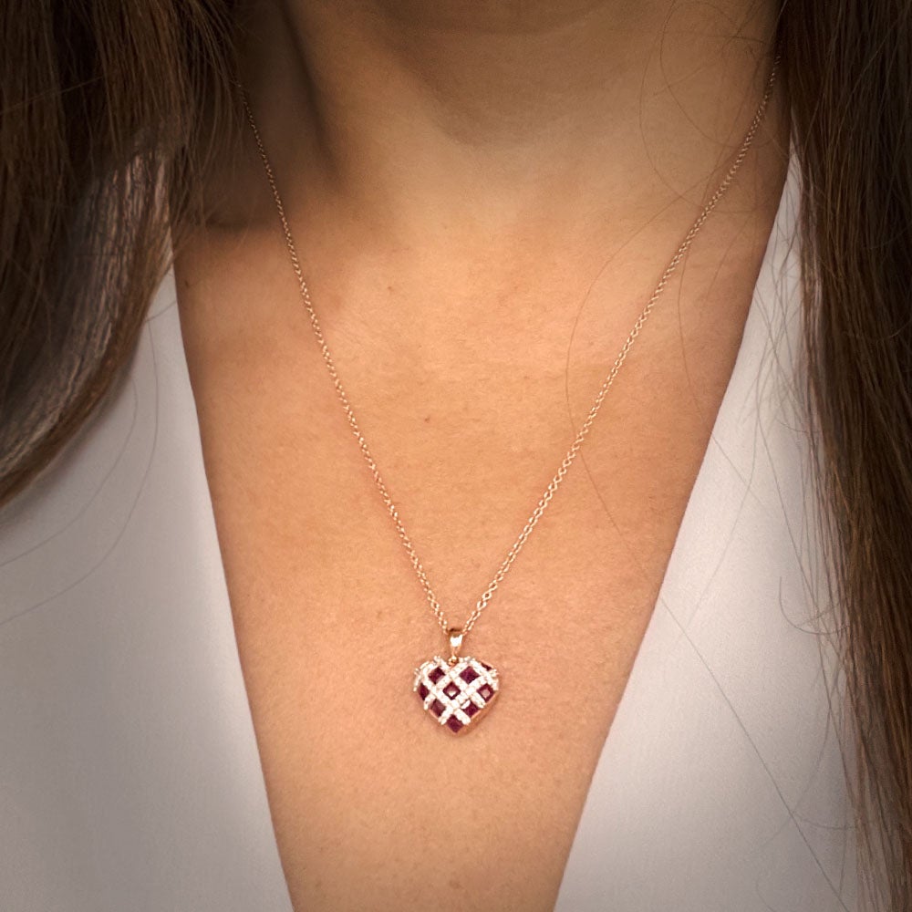 Ruby Heart Pendant with Diamonds - Kura Jewellery