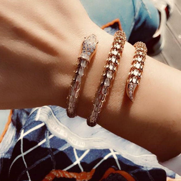 Serpente Double Wrap Bracelet with Diamonds in 18K Rose Gold - Kura Jewellery