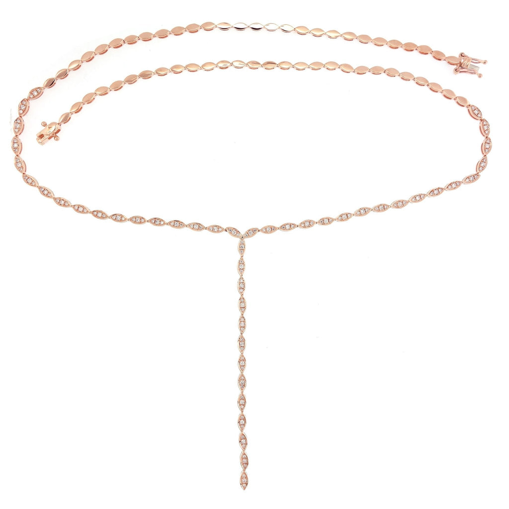 Serpenti Lariat Necklace with Diamonds in 18K Rose Gold - Kura Jewellery