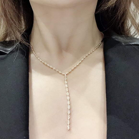 Lariat Serpenti Necklace with Diamonds in 18K Rose Gold - Kura Jewellery