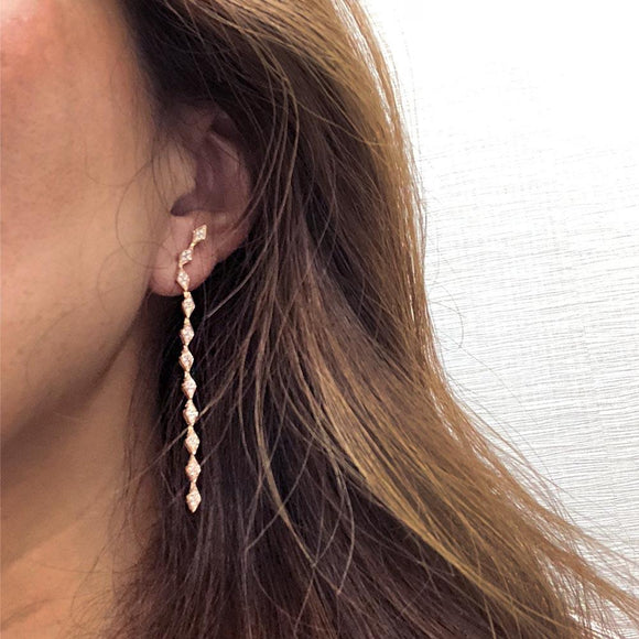 Serpenti Long Earrings with Diamonds in 18K Gold - Kura Jewellery