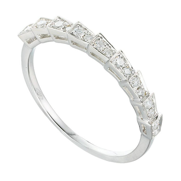 Serpentine Diamonds Half Eternity Stackable Ring in 18K Gold - Kura Jewellery