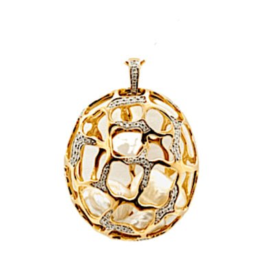 Signature Cage Pendant (No Diamond) in 18K Gold - Kura Jewellery