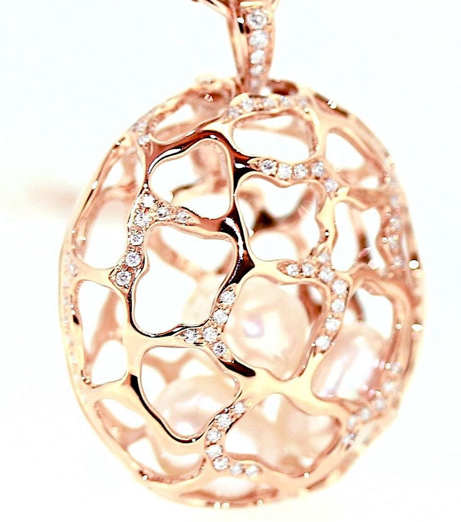 Signature Cage Pendant With Diamonds in 18K Gold - Kura Jewellery