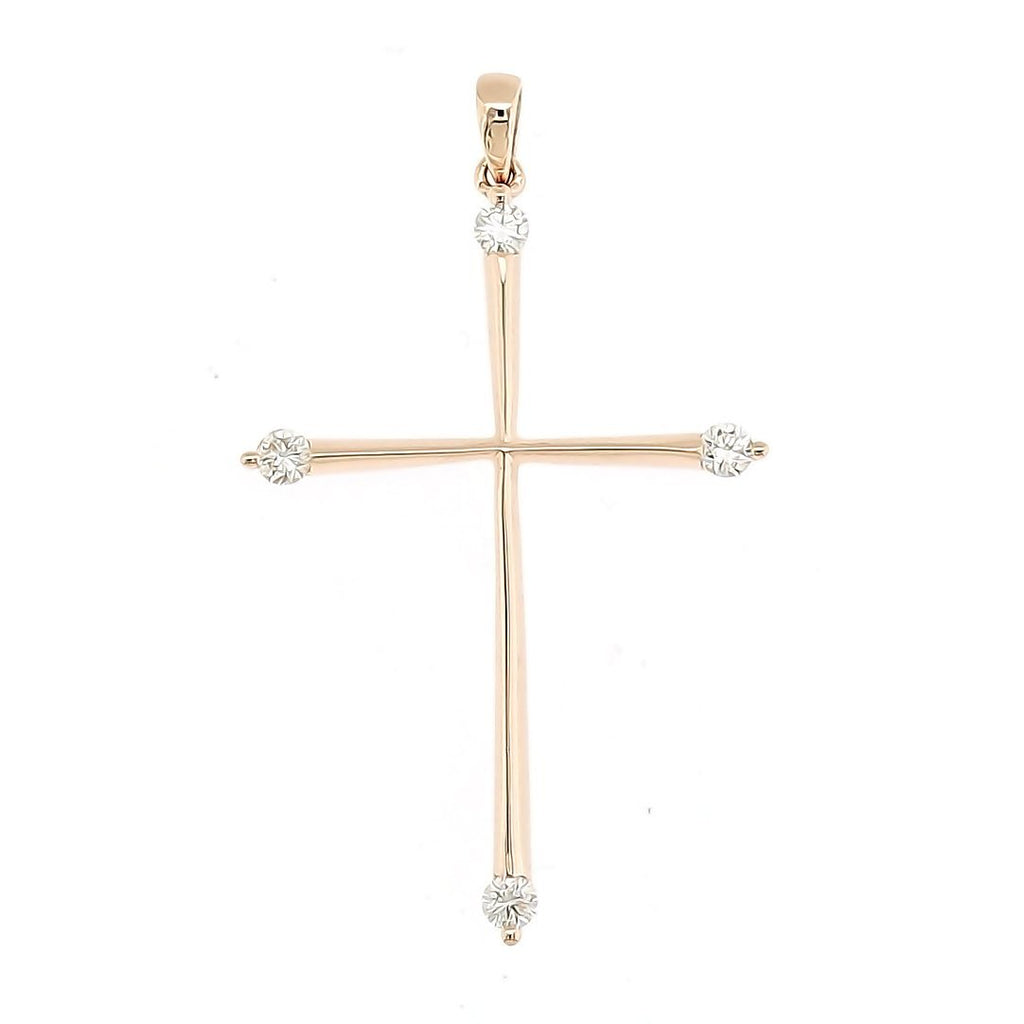 Skinny Cross Pendant with Diamonds - Kura Jewellery