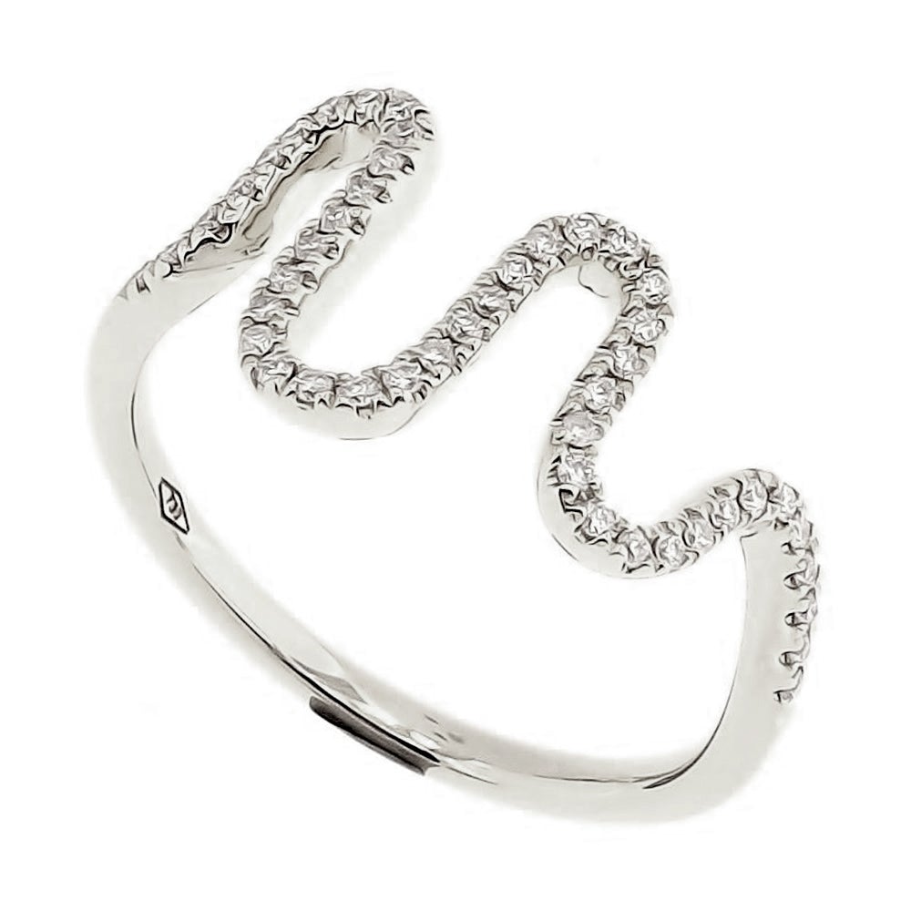 Skinny Reverse Curve Ring with Diamonds in 18K Gold - Kura Jewellery