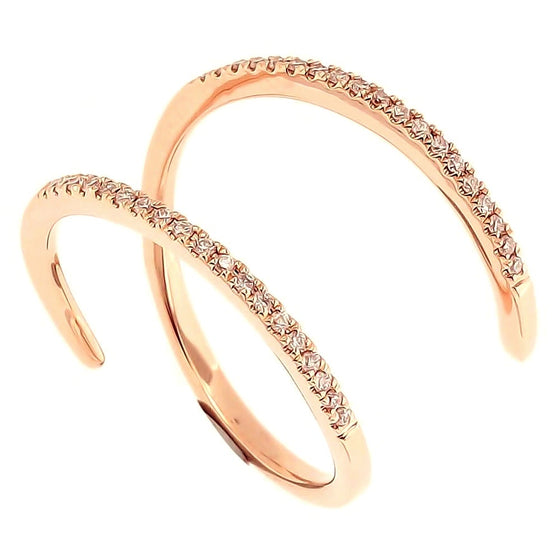 Skinny Spiral Open Ring with Diamonds in 18K Rose Gold - Kura Jewellery