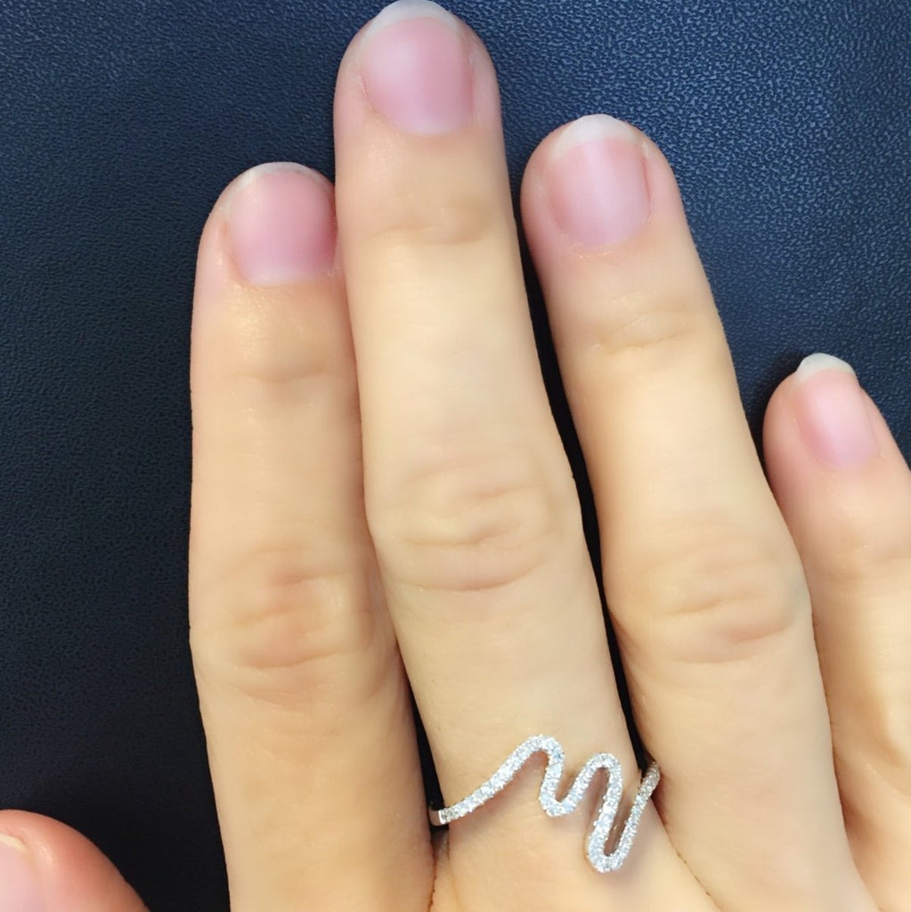 Skinny Wave Ring with Diamonds in 18Karat Rose Gold (pre-order) - Kura Jewellery