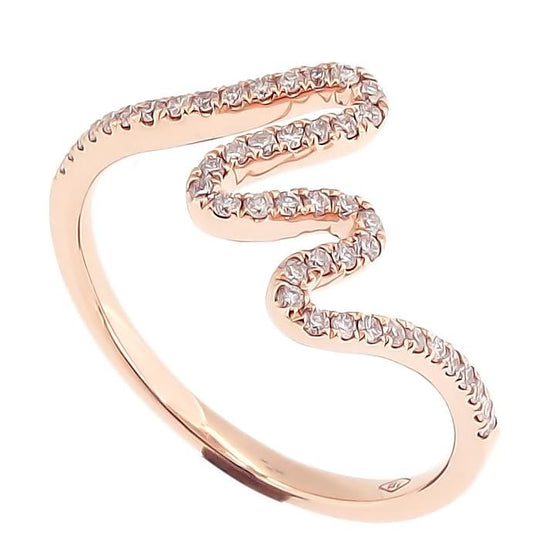 Skinny Wave Ring with Diamonds in 18Karat Rose Gold (pre-order)