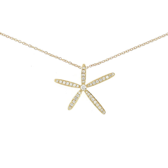Starfish Pendant on Chain with Diamonds in 18K Yellow Gold - Kura Jewellery